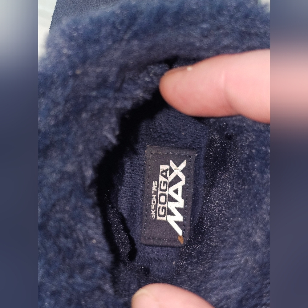 Skechers Goga Max Women’s 7.5 Navy Suede Faux Fur Ankle Boots Winter Comfort Y2K - Picture 8 of 8